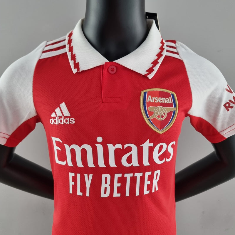 Camisa + short kids do Arsenal 22/23 1º uniforme - Boleragi Store