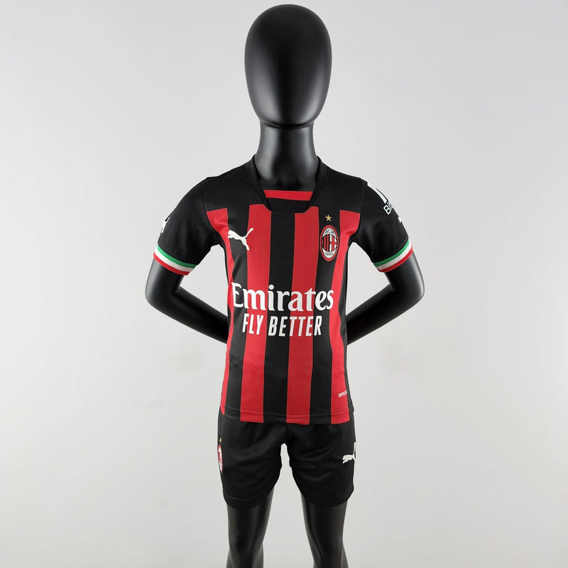 Camisa + short kids do Milan 22/23 1º uniforme - Boleragi Store