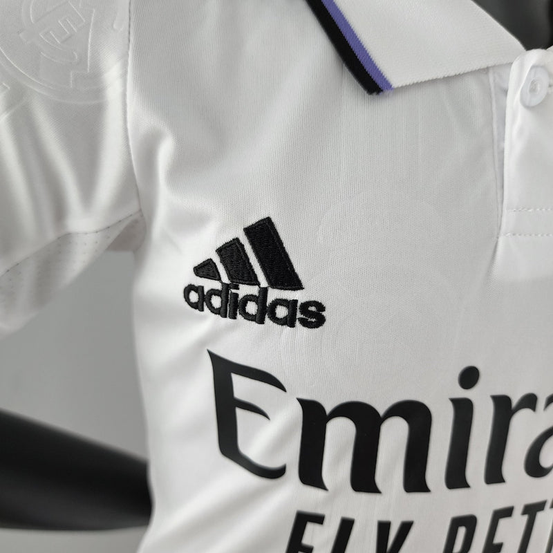 Camisa + short kids do Real Madrid 22/23 1º uniforme - Boleragi Store