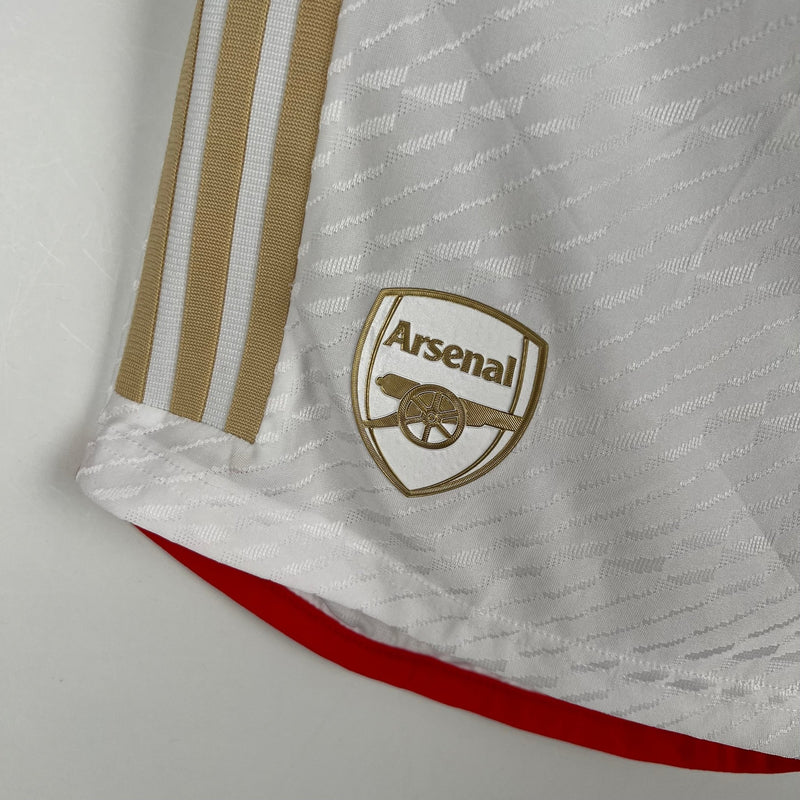 Shorts do Arsenal branco e dourado 2023 - Boleragi Store