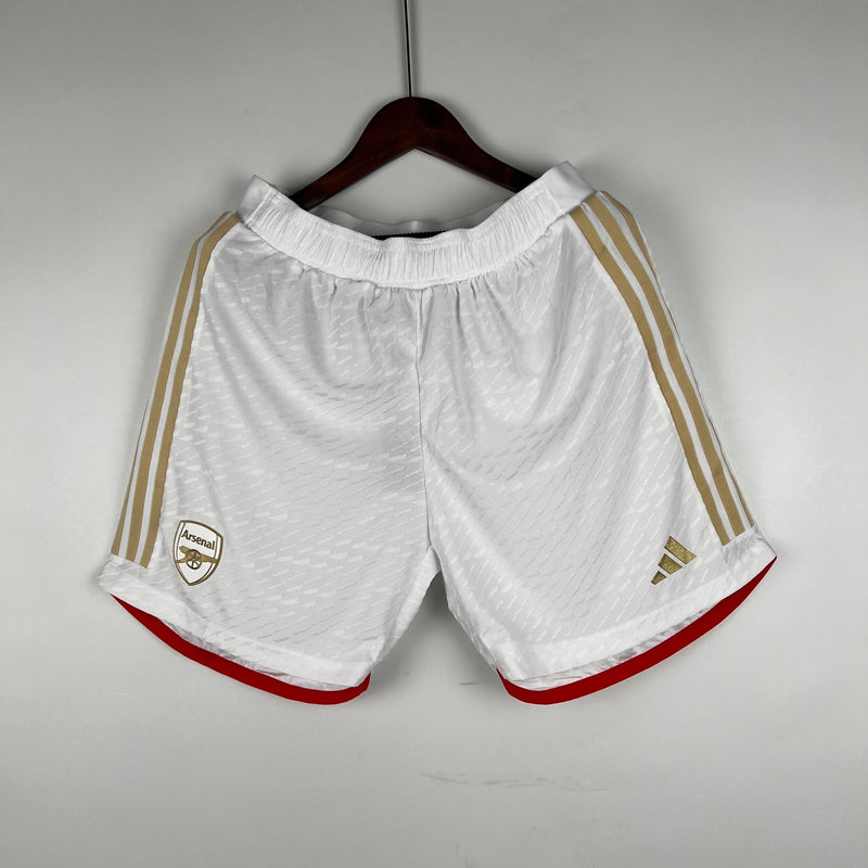 Shorts do Arsenal branco e dourado 2023 - Boleragi Store