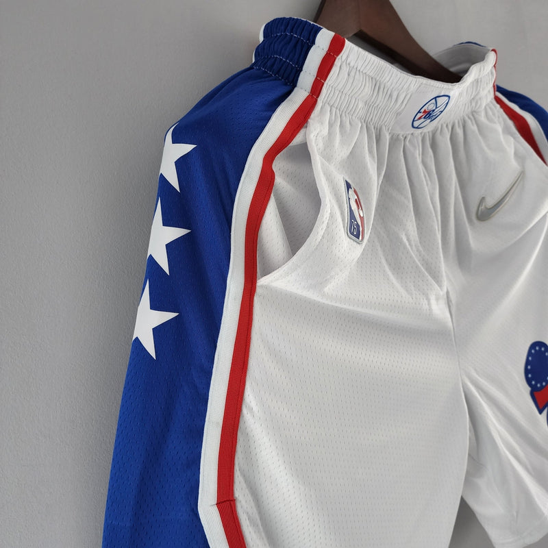 Shorts do Philadelphia 76ers "75 Aniversário" versão branca - Boleragi Store