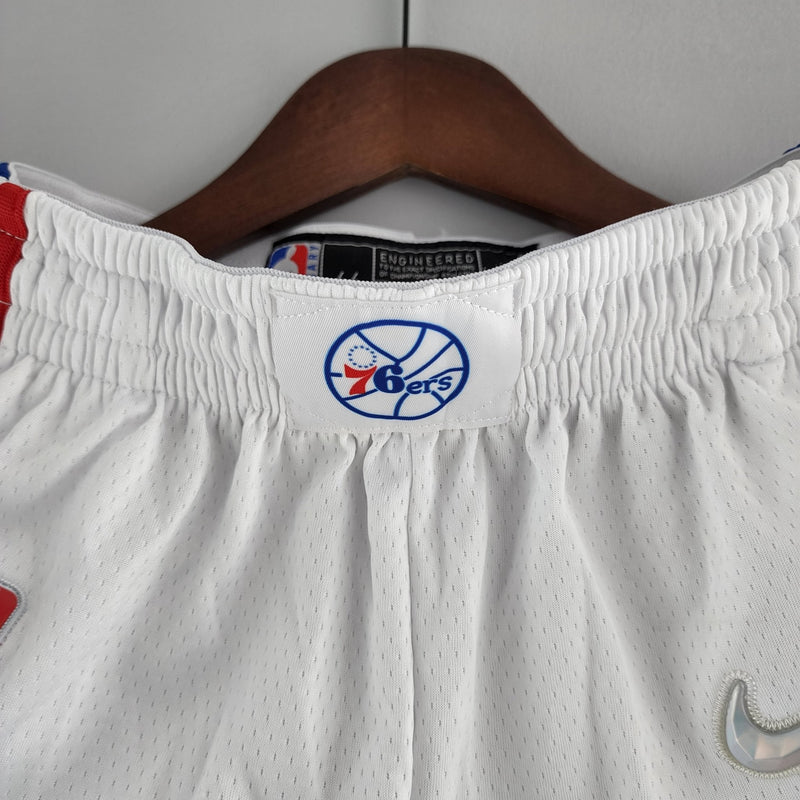 Shorts do Philadelphia 76ers "75 Aniversário" versão branca - Boleragi Store